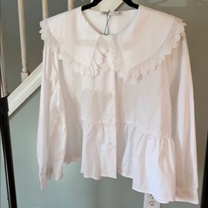 Zara poplin Peter Pan Collar blouse
